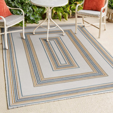 Argo Classic Nautical Mitre Stripe Reversible Machine-Washable Indoor/Outdoor Area Rug